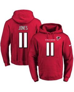 Falcons #11 Julio Jones Red Name & Number Pullover NFL Hoodie