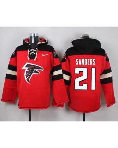 Falcons #21 Deion Sanders Red Player Pullover NFL Hoodie