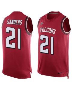Falcons #21 Deion Sanders Red Team Color Men's Stitched NFL Limited Tank Top Jersey