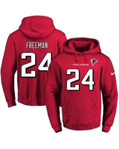 Falcons #24 Devonta Freeman Red Name & Number Pullover NFL Hoodie