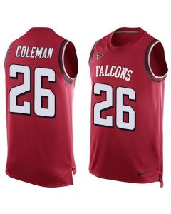 Falcons #26 Tevin Coleman Red Team Color Men's Stitched NFL Limited Tank Top Jersey