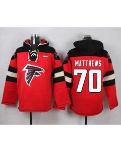 Falcons #70 Jake Matthews Red Player Pullover NFL Hoodie