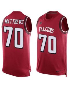 Falcons #70 Jake Matthews Red Team Color Men's Stitched NFL Limited Tank Top Jersey