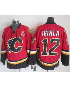 Flames #12 Jarome Iginla Red/Black CCM Throwback Stitched NHL Jersey