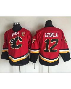 Flames #12 Jarome Iginla Red/Black CCM Throwback Stitched Youth NHL Jersey