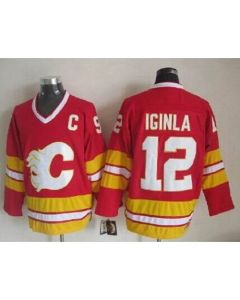 Flames #12 Jarome Iginla Red CCM Throwback Stitched NHL Jersey