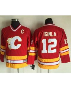 Flames #12 Jarome Iginla Red CCM Throwback Stitched Youth NHL Jersey