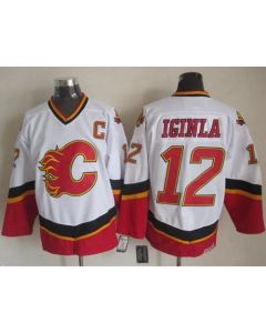 Flames #12 Jarome Iginla White/Black CCM Throwback Stitched NHL Jersey