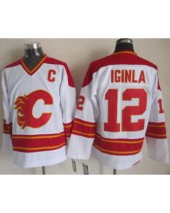 Flames #12 Jarome Iginla White CCM Throwback Stitched NHL Jersey
