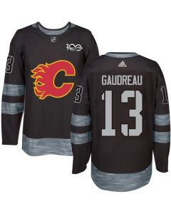 Flames #13 Johnny Gaudreau Black 1917-2017 100th Anniversary Stitched NHL Jersey