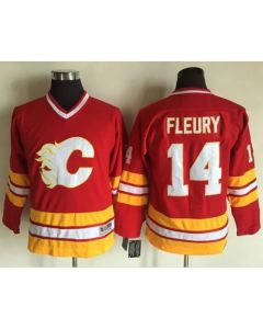 Flames #14 Theoren Fleury Red CCM Throwback Stitched Youth NHL Jersey