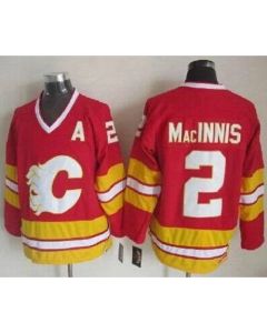 Flames #2 Al MacInnis Red CCM Throwback Stitched NHL Jersey