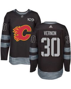 Flames #30 Mike Vernon Black 1917-2017 100th Anniversary Stitched NHL Jersey