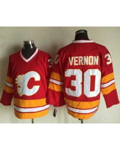 Flames #30 Mike Vernon Red CCM Throwback Stitched NHL Jersey