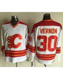 Flames #30 Mike Vernon White CCM Throwback Stitched NHL Jersey