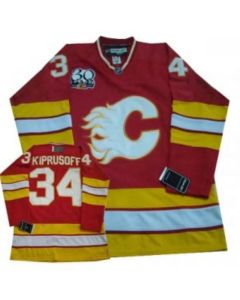 Flames #34 Miikka Kiprusoff Red with 30TH Patch NHL Jersey