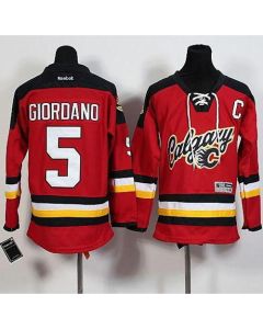 Flames #5 Mark Giordano Red Alternate Stitched Youth NHL Jersey