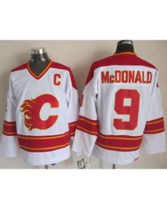 Flames #9 Lanny McDonald White CCM Throwback Stitched NHL Jersey