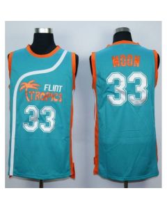 Flint Tropics #33 Jackie Moon Blue Semi-Pro Movie Stitched Basketball Jersey