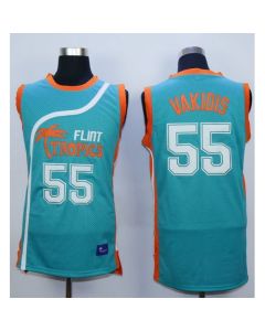 Flint Tropics #55 Vakidis Blue Semi-Pro Movie Stitched Basketball Jersey