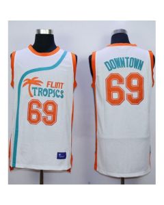 Flint Tropics #69 Downtown White Semi-Pro Movie Stitched Basketball Jersey