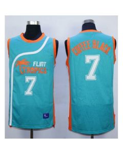 Flint Tropics #7 Coffee Black Blue Semi-Pro Movie Stitched Basketball Jersey