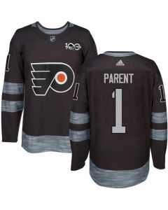Flyers #1 Bernie Parent Black 1917-2017 100th Anniversary Stitched NHL Jersey
