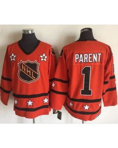 Flyers #1 Bernie Parent Orange All Star CCM Throwback Stitched NHL Jersey