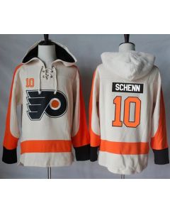 Flyers #10 Brayden Schenn Cream Sawyer Hooded Sweatshirt Stitched NHL Jersey