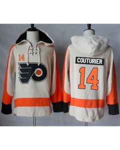 Flyers #14 Sean Couturier Cream Sawyer Hooded Sweatshirt Stitched NHL Jersey