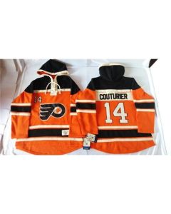 Flyers #14 Sean Couturier Orange Sawyer Hooded Sweatshirt Stitched NHL Jersey