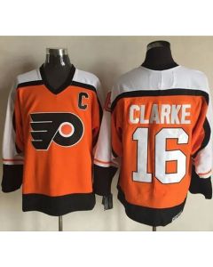 Flyers #16 Bobby Clarke Orange/Black CCM Throwback Stitched NHL Jersey