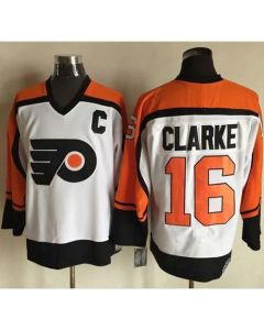 Flyers #16 Bobby Clarke White/Black CCM Throwback Stitched NHL Jersey