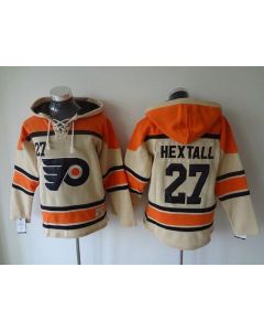 Flyers #27 Ron Hextall Cream Sawyer Hooded Sweatshirt Stitched NHL Jersey