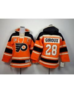 Flyers #28 Claude Giroux Orange Sawyer Hooded Sweatshirt Stitched Youth NHL Jersey