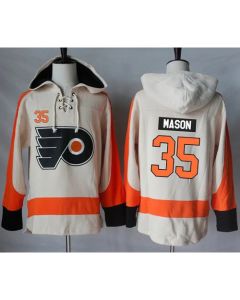 Flyers #35 Steve Mason Cream Sawyer Hooded Sweatshirt Stitched NHL Jersey