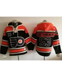 Flyers #53 Shayne Gostisbehere Black Sawyer Hooded Sweatshirt Stitched NHL Jersey