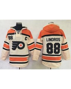Flyers #88 Eric Lindros Cream Sawyer Hooded Sweatshirt Stitched NHL Jersey