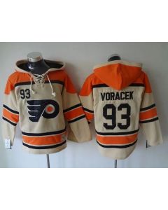 Flyers #93 Jakub Voracek Cream Sawyer Hooded Sweatshirt Stitched NHL Jersey