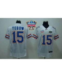 Gators #15 Tim Tebow White Allstate Sugar Bowl Stitched NCAA Jersey