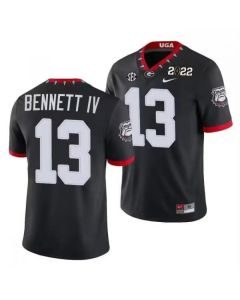 Georgia Bulldogs #13 Stetson Bennett 2022 Patch Black Football Stitched Game Jersey