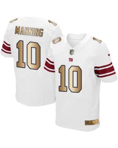 Giants #10 Eli Manning White Men's Stitched NFL Elite Gold Jersey