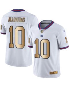 Giants #10 Eli Manning White Men's Stitched NFL Limited Gold Rush Jersey