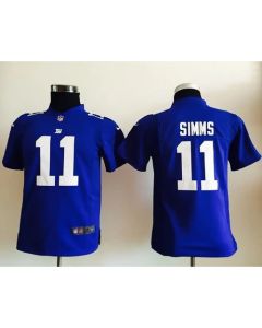 Giants #11 Phil Simms Royal Blue Team Color Youth Stitched NFL Elite Jersey