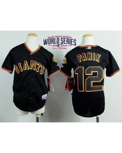 Giants #12 Joe Panik Black Cool Base W/2014 World Series Patch Stitched Youth MLB Jersey