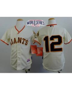 Giants #12 Joe Panik Cream Cool Base W/2014 World Series Patch Stitched Youth MLB Jersey