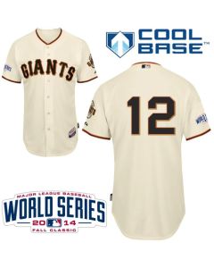 Giants #12 Joe Panik Cream Home Cool Base W/2014 World Series Patch Stitched MLB Jersey