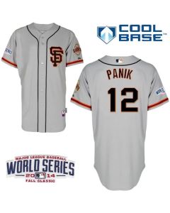 Giants #12 Joe Panik Grey Road 2 Cool Base W/2014 World Series Patch Stitched MLB Jersey
