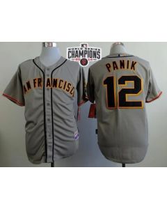 Giants #12 Joe Panik Grey Road Cool Base W/2014 World Series Champions Stitched MLB Jersey