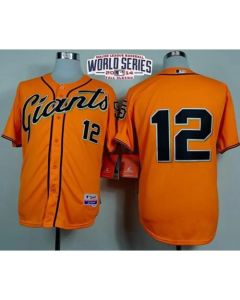 Giants #12 Joe Panik Orange Alternate Cool Base W/2014 World Series Patch Stitched MLB Jersey